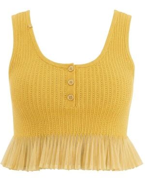 Elisabetta Franchi Ribbed Top - Yellow