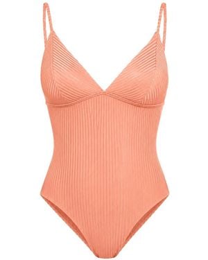 Rip Curl Ribbed Lace-Up Swimsuit - Pink