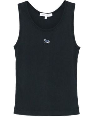 Maison Kitsuné Baby Fox Ribbed Tank Top - Black