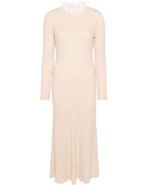 Sandro Ribbed-Knit Dress - Natural