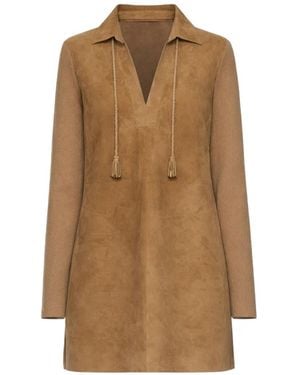 Tom Ford Long-Sleeve Tie Dress - Natural