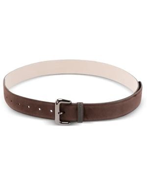 Brunello Cucinelli Monili-Embellished Suede Belt - White