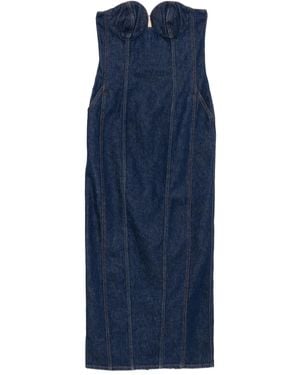 Magda Butrym Schulterfreies Jeans-Midikleid - Blau