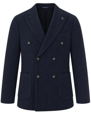 BRERAS Milano Double-Breasted Peak-Lapel Jacket - Blue