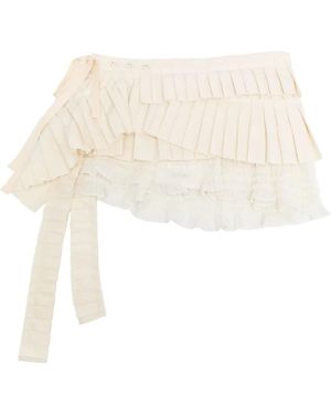 ROKH Micro Mini Pleated Skirt Belt - White