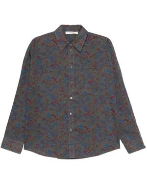 6397 Button-Down-Hemd Mit Blumenmuster - Grau
