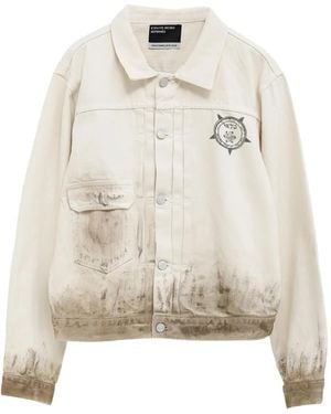 Enfants Riches Deprimes Type Viii Graphic-Print Distressed Denim Jacket - White