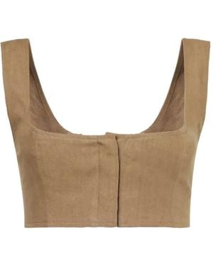 LeKasha Jirja Linen Crop Top - White