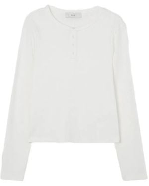 DUNST Buttoned Long-Sleeve T-Shirt - White