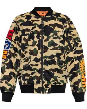 A Bathing Ape Camouflage-Pattern Bomber Jacket - Natural