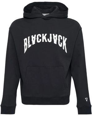 Black Jack Jewelry Long-Sleeve Logo-Lettering Hoodie - Blue