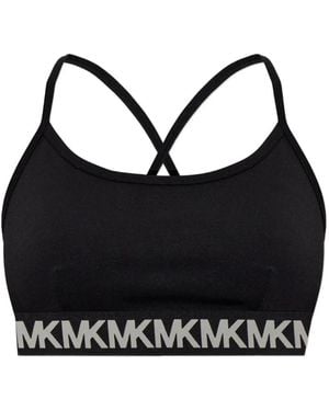 MICHAEL Michael Kors Logo-Tape Cross-Back Crop Top - Black