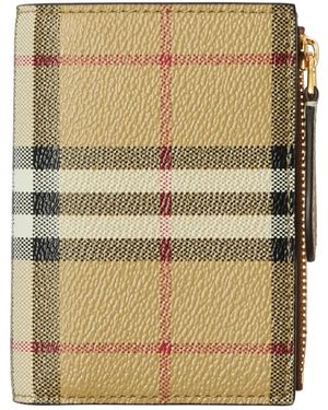 Burberry Kleines Portemonnaie mit Karomuster - Natur