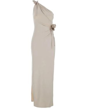 Coperni One-Shoulder Flower-Embellished Gown - White