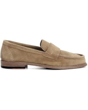 Corvari Strap-Detail Suede Loafers - Brown