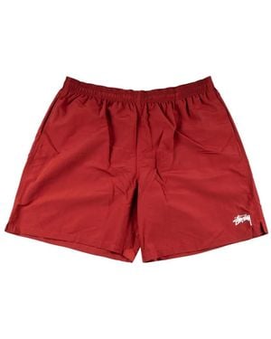 Stussy Logo-Print Swim Shorts - Red