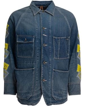 Kapital Embroidered Patch-Pocket Denim Jacket - Blue