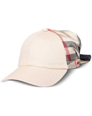 Burberry Embroidered-Logo Silk-Insert Baseball Cap Hat - Natural