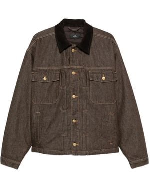 7 For All Mankind Corduroy-Collar Denim Jacket - Brown