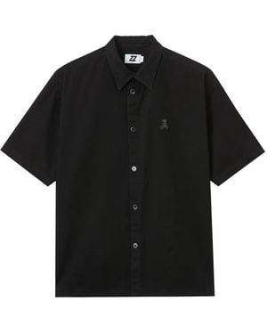 Izzue Teddy-Embroidered Shirt - Black