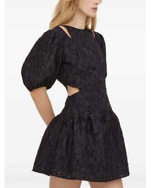 Day Birger et Mikkelsen Puff-Sleeve Cut-Out Mini Dress - Black