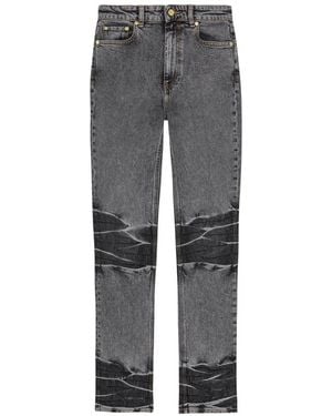 Ganni Whiskering-Effect Straight-Leg Jeans - Grey