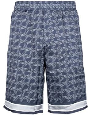 KARL LAGERFELD Geometric-Print Striped-Hem Shorts - Blue