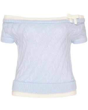 ShuShu/Tong Off-Shoulder Cable-Knit Top - Blue