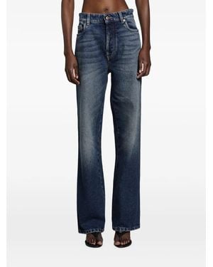 Miu Miu Jean Droit À Logo Brodé - Blue