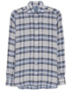 Barba Napoli Chemise À Carreaux - Blue