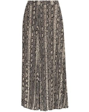 MICHAEL Michael Kors Pleated Snakeskin-Print Skirt - Gray