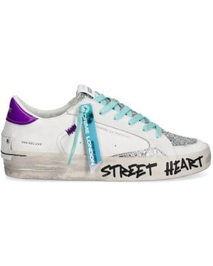 Crime London Sk8 Deluxe Glitter-Detail Trainers - White