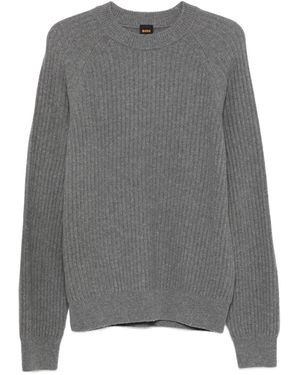 BOSS Pullover mit Rundhalsausschnitt - Grau