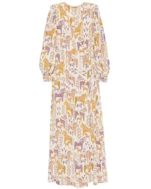 Momoní Horse-Print Wrap Maxi Dress - White