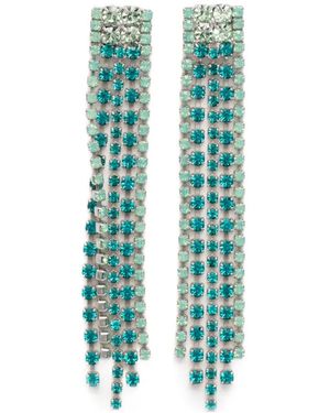 forte_forte Glass-Embellished Fringe Earrings - Blue