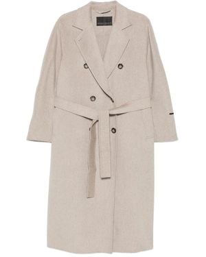 Marina Rinaldi Bolivar Double-Breasted Belted Coat - Natural