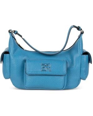 ERMANNO FIRENZE Multi-Pocket Grained Leather Shoulder Bag - Blue