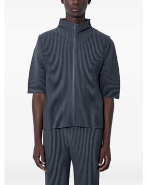 Homme Plissé Issey Miyake Pleated Zip-Front Vest - Blue