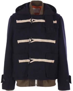 Sacai Hooded Toggle-Fastening Coat - Black