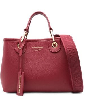 Emporio Armani Logo-Lettering Tote Bag - Red