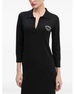 Iceberg Polo-Neck Midi Dress - Black