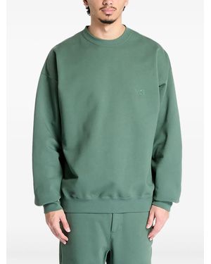Y-3 Logo-Embroidered Crew Neck Sweatshirt - Green