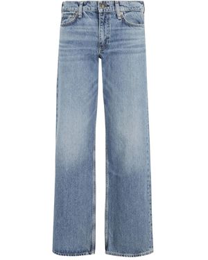 Rag & Bone Five-Pocket Faded Wide-Leg Jeans - Blue