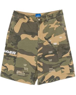 DAGGER Distressed Camouflage-Print Shorts - Green