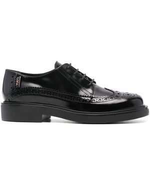 Tod's Leren Brogues Met Logo Label - Zwart