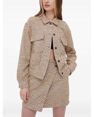 Samsøe & Samsøe Gemusterte Jacke mit Knöpfen - Natur