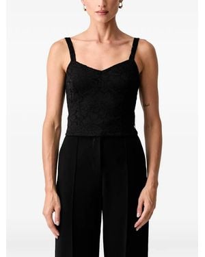 Guess Floral-Lace Corset Top - Black