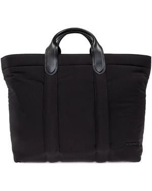 Jacquemus The Bambino Padded Leather-Handle Tote Bag - Black