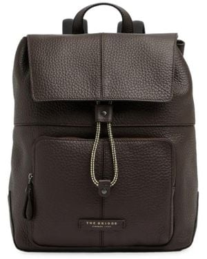 The Bridge Grained Leather Backpack - Black