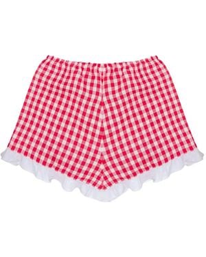 Sleeper Set de pantalones cortos a cuadros gingham - Rojo